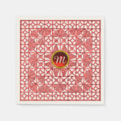 ROT-WEISS-GEOMETRISCHES LACE-GEM-STEIN-MONOGRAM SERVIETTE (Vorderseite)