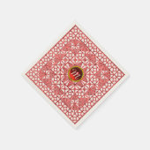 ROT-WEISS-GEOMETRISCHES LACE-GEM-STEIN-MONOGRAM SERVIETTE (Ecke)