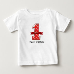 Rot-Weiß gepunktete 1. Geburtstagsfeier Baby T-shirt
