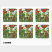 Rot-Weiß-Geranien in Töpfen 2013 Quadratischer Aufkleber (Blatt)