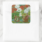 Rot-Weiß-Geranien in Töpfen 2013 Quadratischer Aufkleber (Tasche)