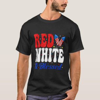Rot Weiß Gesegnet 4. Juli Patriotisch T-Shirt