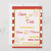 Rot-weiß gestreift mit goldener Grenze Save the Da Einladung (Vorderseite)