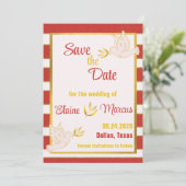 Rot-weiß gestreift mit goldener Grenze Save the Da Einladung (Stehend Vorderseite)