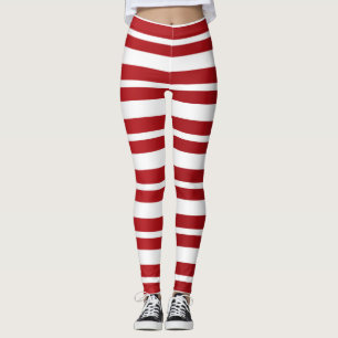 Rot-Weiß gestreifte festliche Weihnachtsfeier Leggings