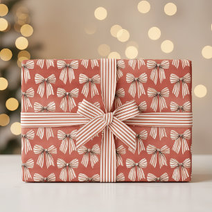 Rot-Weiß-Gestreifte Schleifen Weihnachten Geschenkpapier