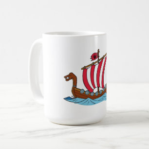 Rot-Weiß-Gestreifte Segel Wikinger-Schiff Clipart Kaffeetasse