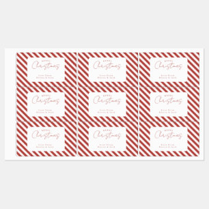 Rot-Weiß gestreifte Weihnachtslabels im Lebkuchenm Etiketten