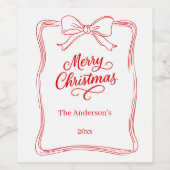 Rot-Weiß-gezeichnet Bug Weihnachten Weinetikett (Einzelnes Label)