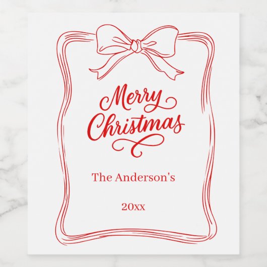 Rot-Weiß-gezeichnet Bug Weihnachten Weinetikett (Einzelnes Label)