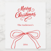 Rot-Weiß-gezeichnet Bug Weihnachten Weinetikett (Einzelnes Label)