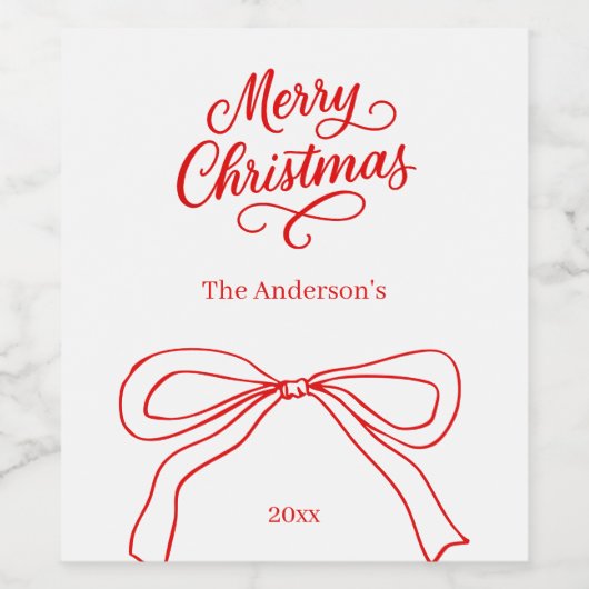 Rot-Weiß-gezeichnet Bug Weihnachten Weinetikett (Einzelnes Label)