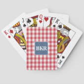 Rot-Weiß Gingham, Blau Denim, Initialen Spielkarten (Rückseite)