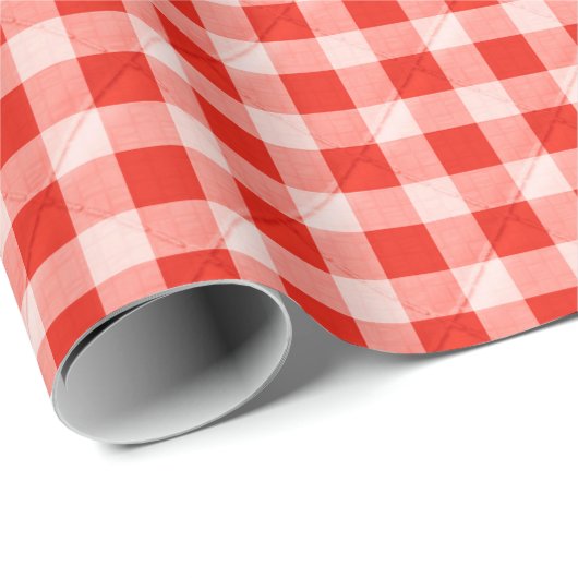Rot-Weiß-Gingham Geschenkpapier (Rolleneckpunkt)