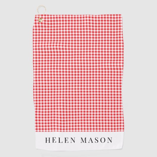Rot-Weiß-Gingham-kariert Golfhandtuch (Vorderseite)