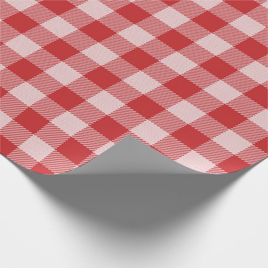 Rot-Weiß-Gingham-Karo-Muster Geschenkpapier (Ecke)