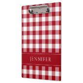 Rot-Weiß Gingham Karo Muster Namensdruck Klemmbrett (Links)