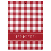 Rot-Weiß Gingham Karo Muster Namensdruck Klemmbrett (Rückseite)