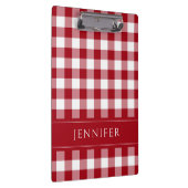 Rot-Weiß Gingham Karo Muster Namensdruck Klemmbrett (Rechts)