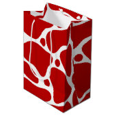 Rot-Weiß-Giraffenmuster Mittlere Geschenktüte (Vorderseite Schrägansicht)
