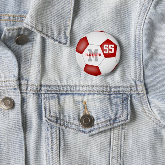 Rot-Weiß-Girls-Fußball personalisiert Button (Beispiel)