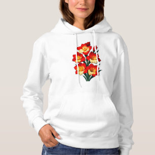 Rot & Weiß Gladiolus Vector - Parco delle camelie Hoodie
