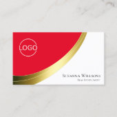 Rot-Weiß-Gold-Dekoration mit Logo Visitenkarte (Vorderseite)