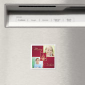 Rot, Weiß, Gold Weihnachtsbaum Foto Magnet (In Situ (Geschirrspüler))