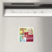 Rot, Weiß, Gold Weihnachtsbaum Foto Magnet (In Situ (Geschirrspüler))