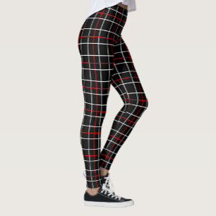 Rot-Weiß-Grafische Linien Schwarz Karo-Design Leggings