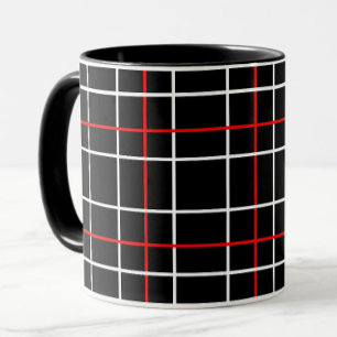 Rot-Weiß-Grafische Linien Schwarz Karo-Design Tasse