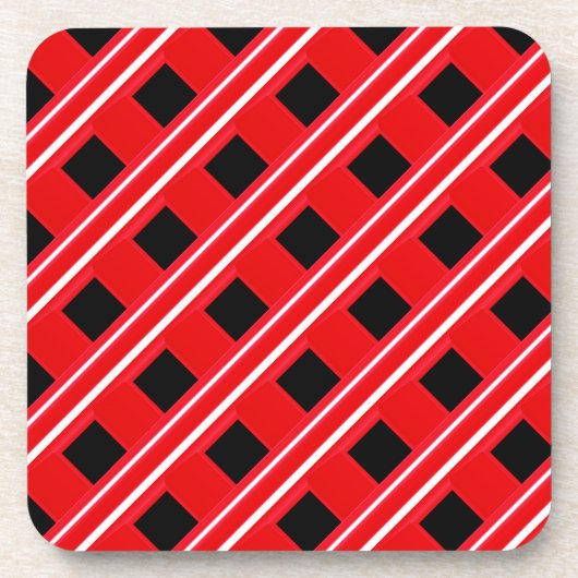 Rot-Weiß-Grattiermuster Getränkeuntersetzer (Vorderseite)