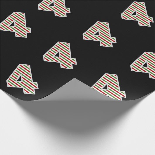 Rot, Weiß, Grün "4" 4. Weihnachtsfeier Geschenkpapier (Ecke)