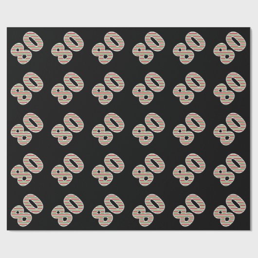 Rot, Weiß, Grün "80" 80. Veranstaltung am Weihnach Geschenkpapier (Flach)