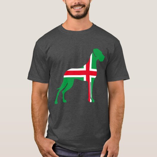Rot-Weiß-Grün Großer Dane-T - Shirt (Vorderseite)