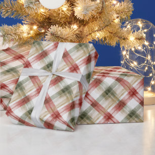 Rot Weiß Grün Kariert Streifen Weihnachten Geschenkpapier