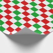 Rot Weiß Grün Kariertes Musterdesign Geschenkpapier (Ecke)