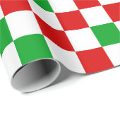 Rot Weiß Grün Kariertes Musterdesign Geschenkpapier (Rolleneckpunkt)