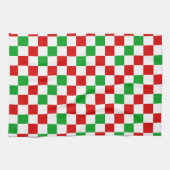 Rot-Weiß-Grün kariertes Musterdesign Geschirrtuch (Horizontal)