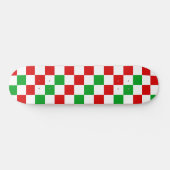 Rot-Weiß-Grün kariertes Musterdesign Skateboard (Horizontal)