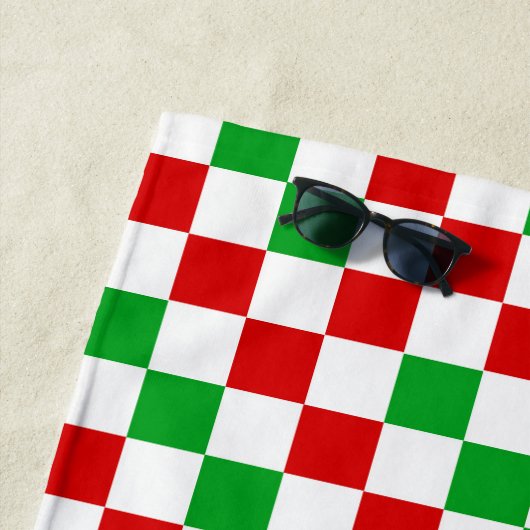 Rot-Weiß-Grün kariertes Musterdesign Strandtuch (Beispiel)