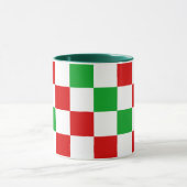Rot Weiß Grün Kariertes Musterdesign Tasse (Zentrum)