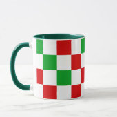 Rot Weiß Grün Kariertes Musterdesign Tasse (Links)