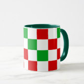Rot Weiß Grün Kariertes Musterdesign Tasse (VorderseiteRechts)