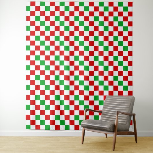 Rot Weiß Grün Kariertes Musterdesign Wandteppich (Beispiel)