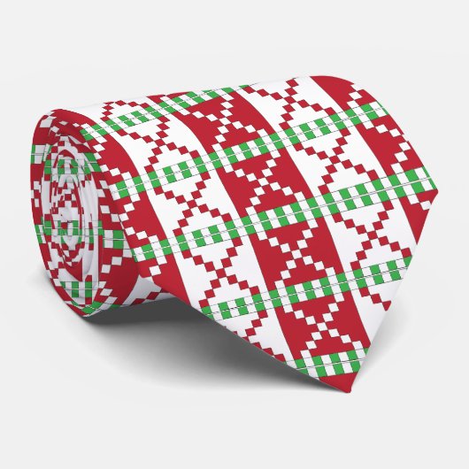 Rot, Weiß, grün Lettisch Lettische Volkskunst Krawatte (Gerollt)