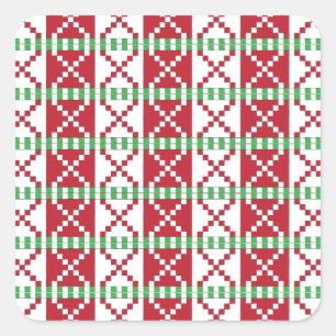 Rot, Weiß, grün Lettisch Lettische Volkskunst Quadratischer Aufkleber