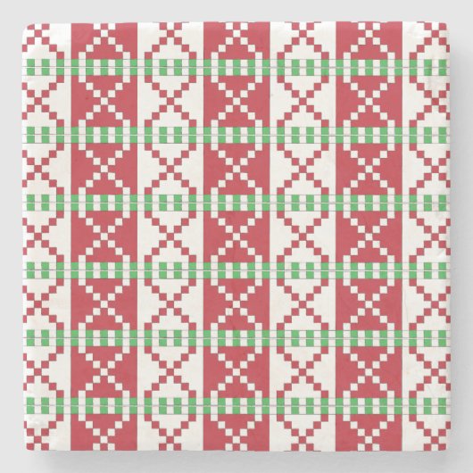 Rot, Weiß, grün Lettisch Lettische Volkskunst Steinuntersetzer (Vorderseite)