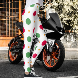 Rot Weiß Grün Punkte Muster Winter Weihnachten Leggings