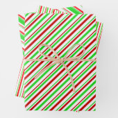 Rot, Weiß, Grüne Weihnachtsmuster Streifen Geschenkpapier Set (Beispiel)